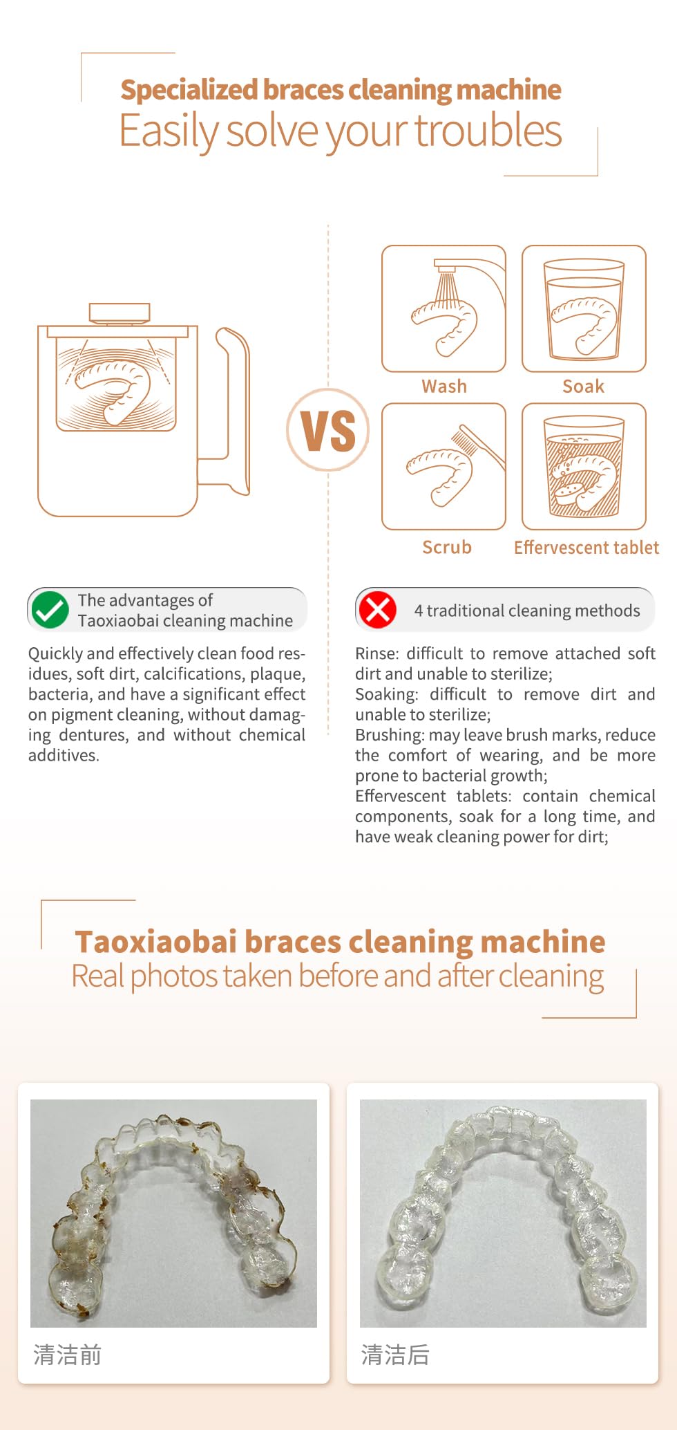 360-degree deep cleaning in minutes for various retainers
