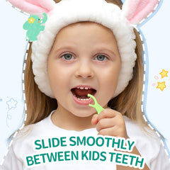 Corn starch-based biodegradable kids flossers, BPA-free and fluoride-free