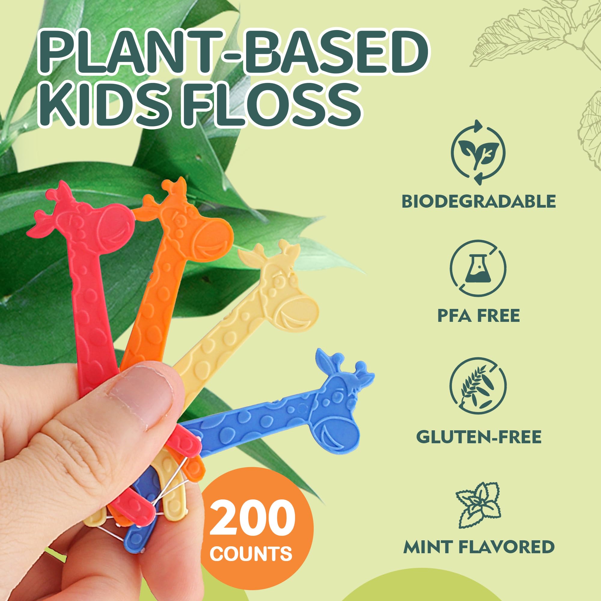 Orange Lakeyface biodegradable kids flossers