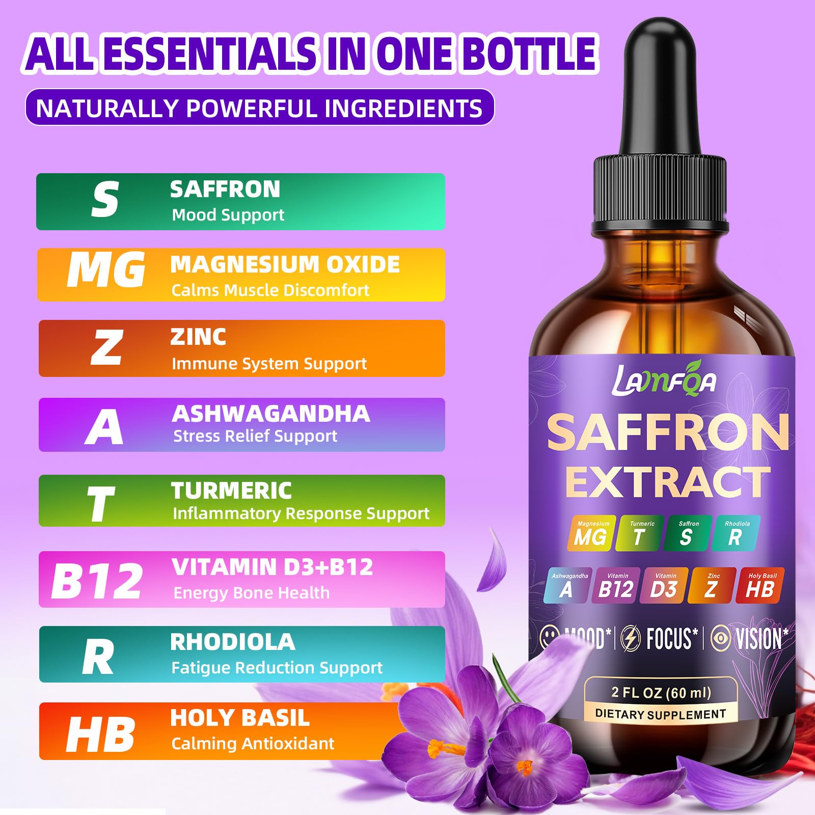 Saffron liquid drops for mood support