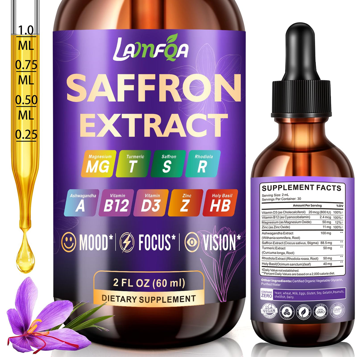 LAMFQA saffron extract liquid bottle