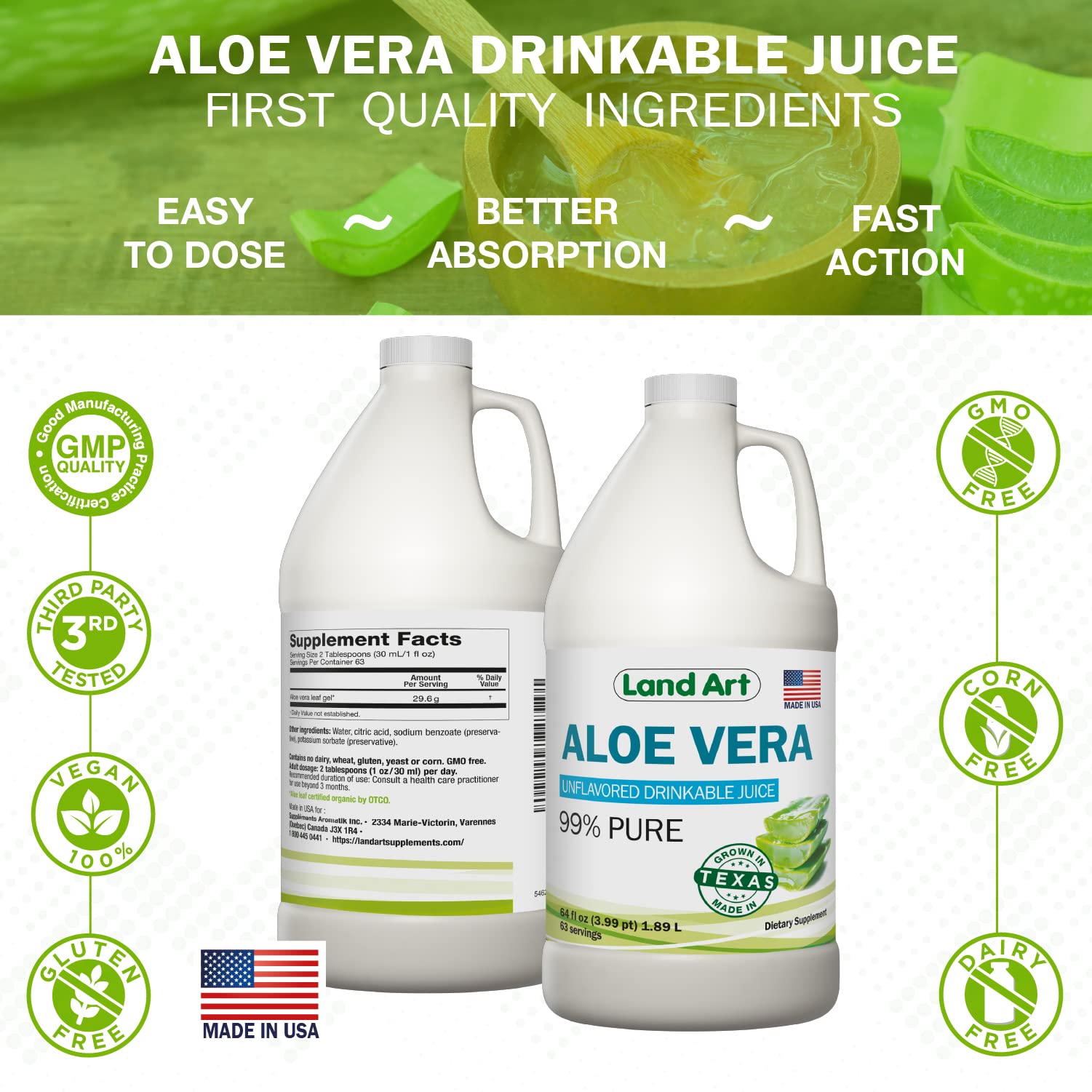 Glass of aloe vera juice with water
