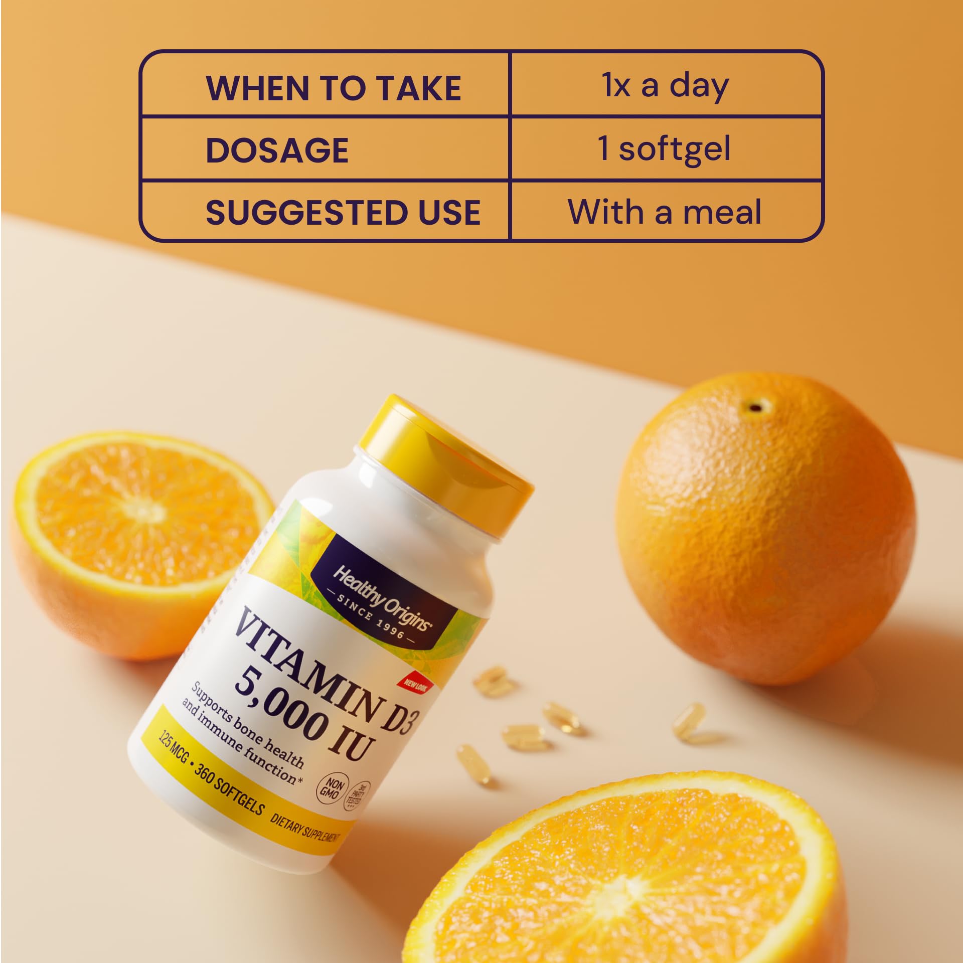 Lanolin-based Vitamin D3 softgels 5000 IU