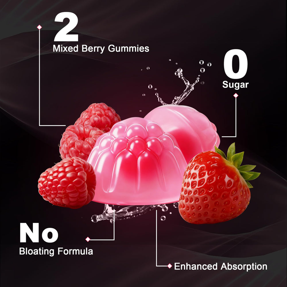 LanranBee Creatine for Women Gummies infographic-style ingredients including collagen and hyaluronic acid.