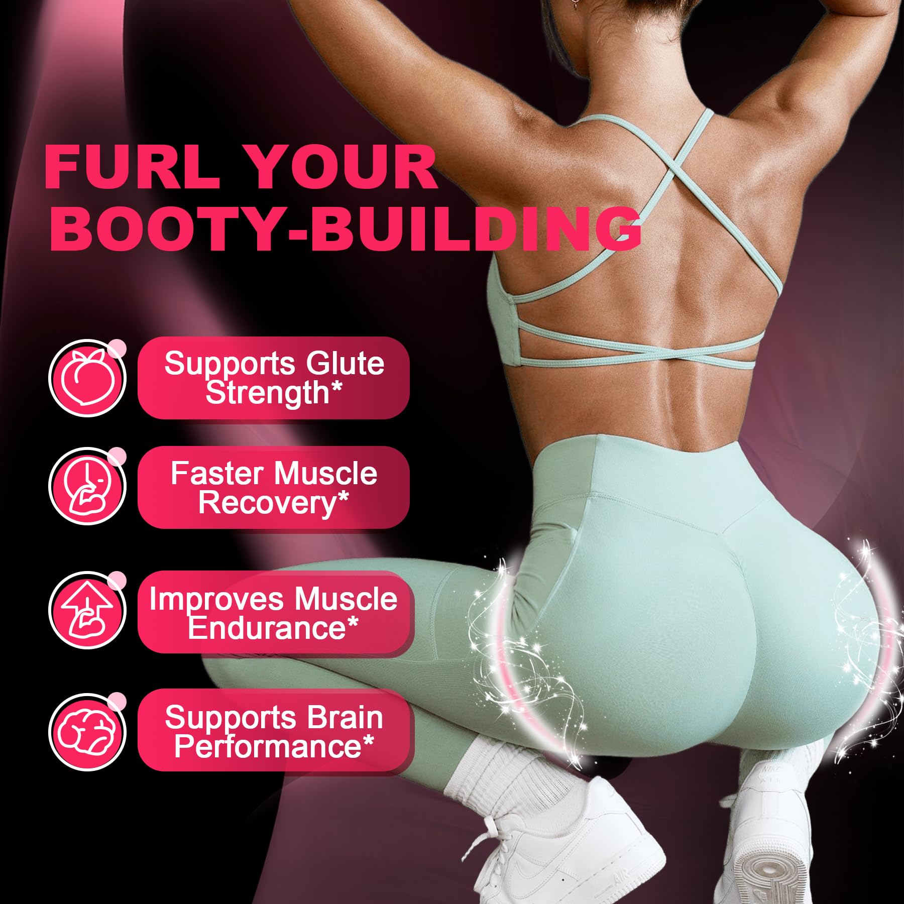 LanranBee Creatine for Women Gummies strawberry flavor on display for an appealing pre-workout option.