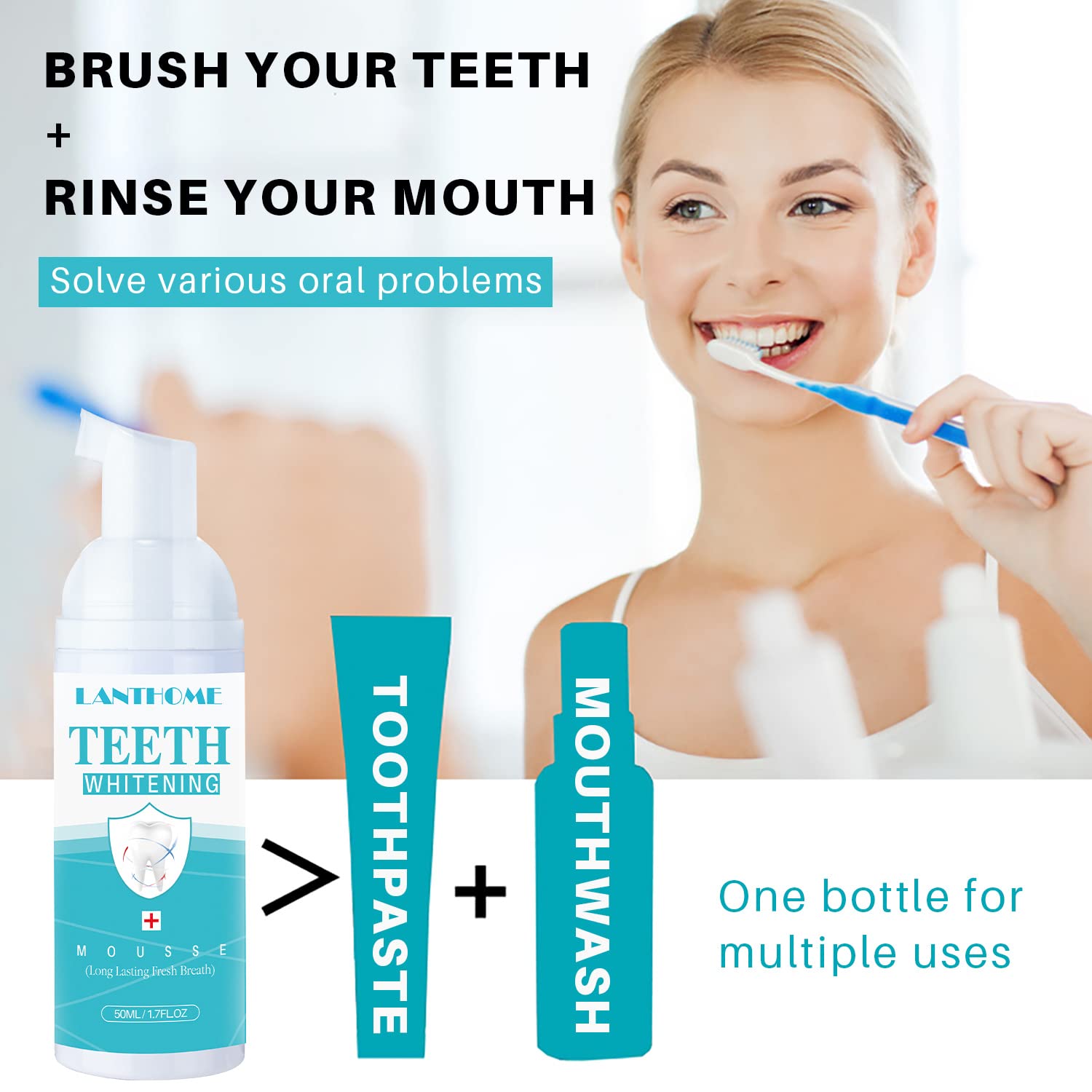 Close-up of LANTHOME whitening foam bottle