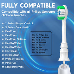 Compatibility with Philips Sonicare models 1100, 2100, 4100, 5100, 5300, 6100