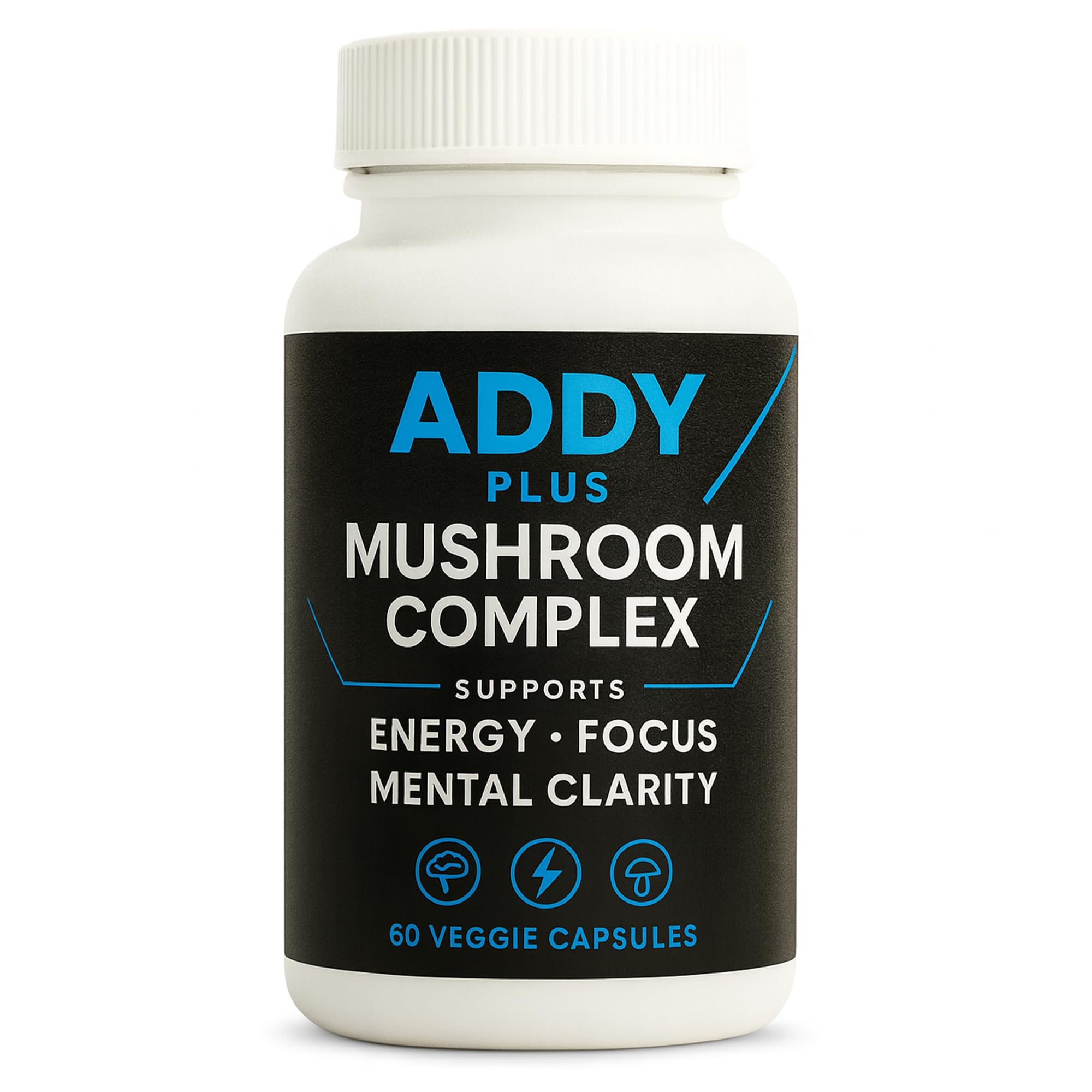 Bottle of Laré Naturals Addy Plus Mushroom Complex – front view