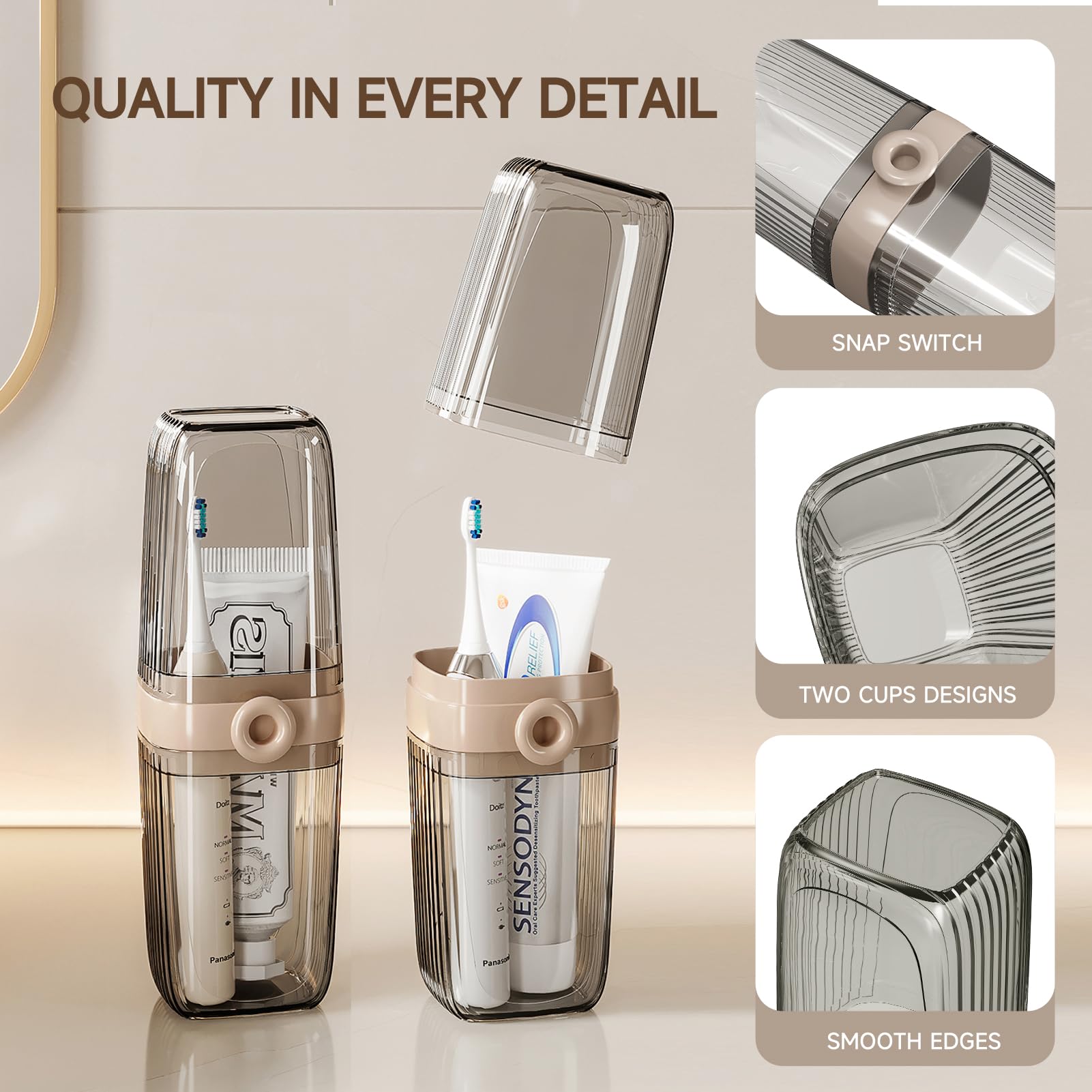 Large-capacity travel case for toothbrush, toothpaste, towel, and comb