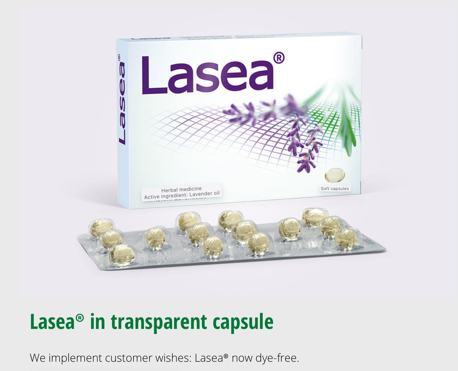 Lasea 14-count box and bottle with Silexan lavender oil