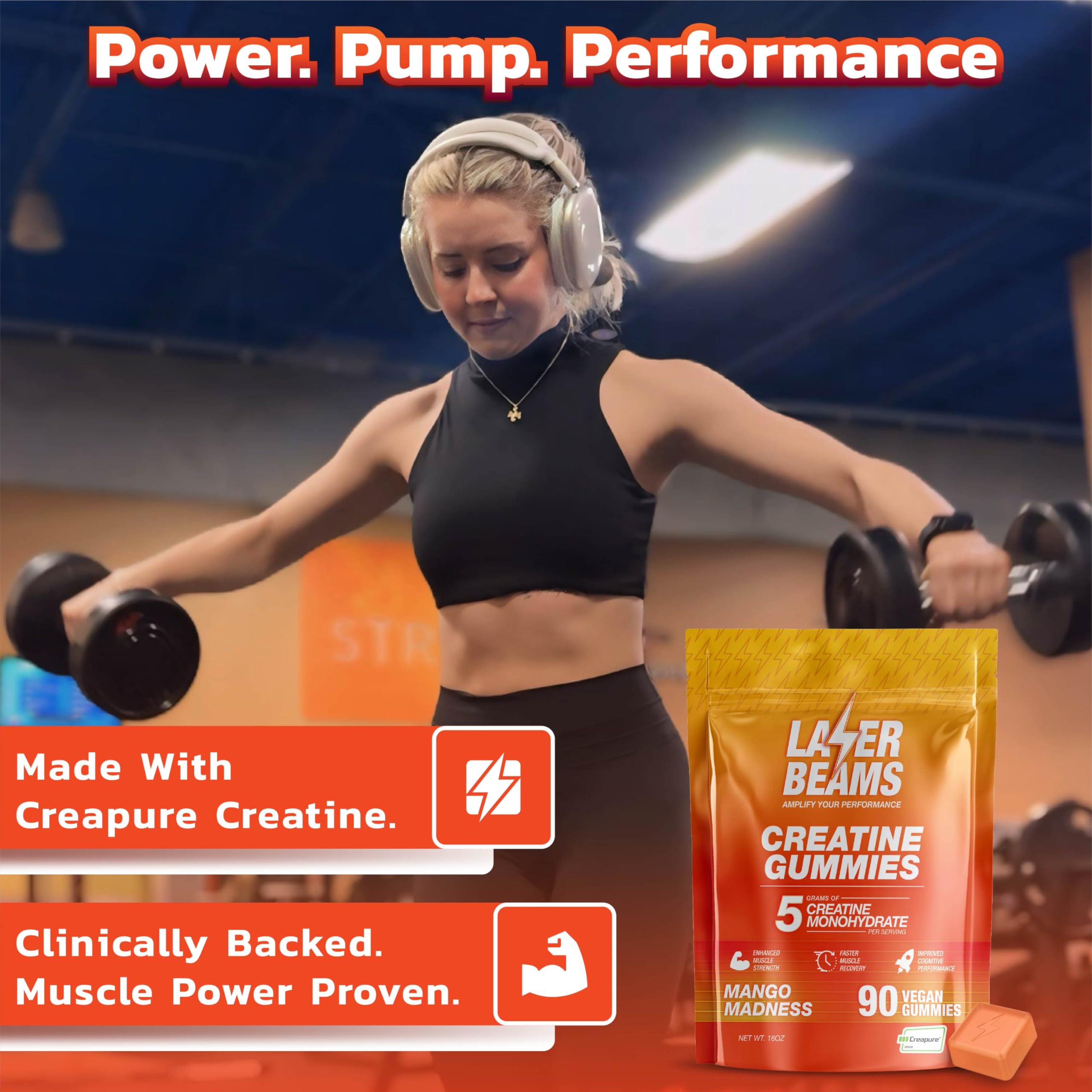 Mango flavor vegan Creatine Gummies hero image