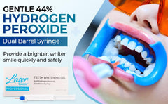 Dual-barrel syringe for precise application of whitening gel
