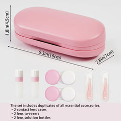 Open case displaying space for glasses and contact lens box