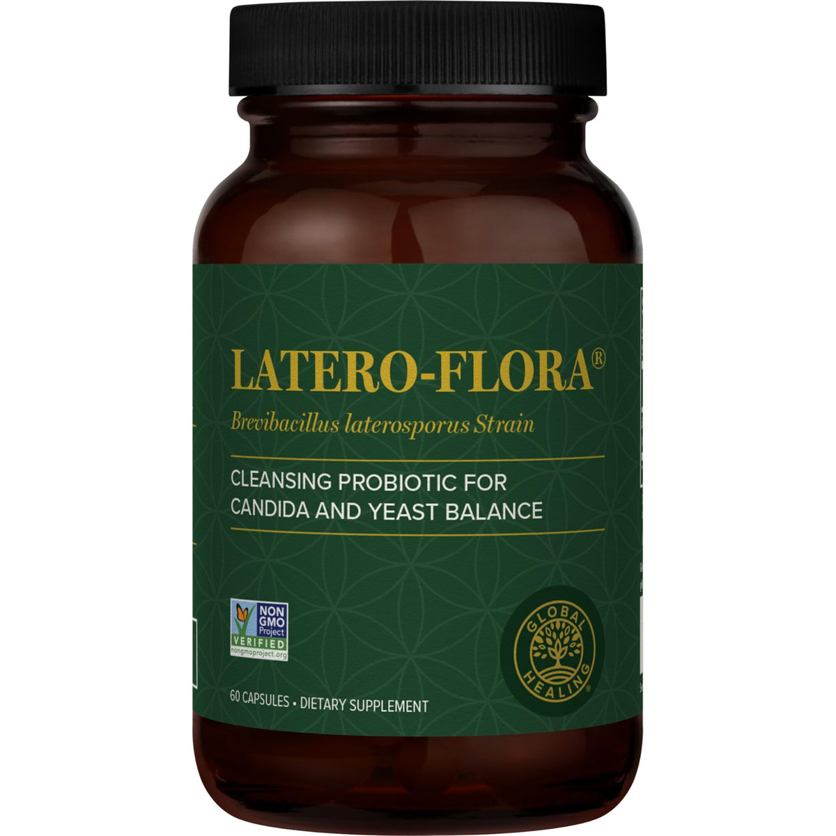 Bottle of Latero-Flora Probiotic 60 Count with product label