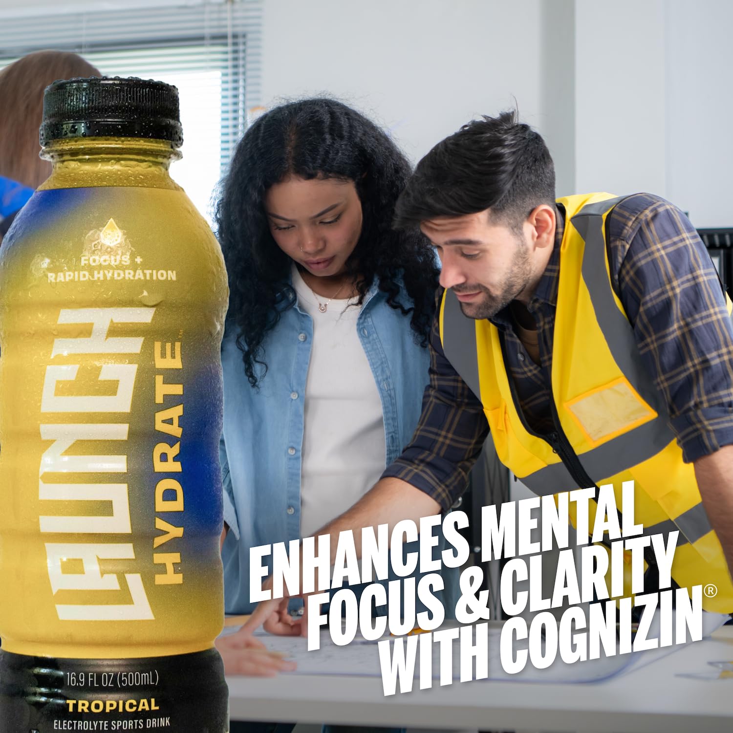 Serving image of Launch Hydrate Tropical flavor in a glass