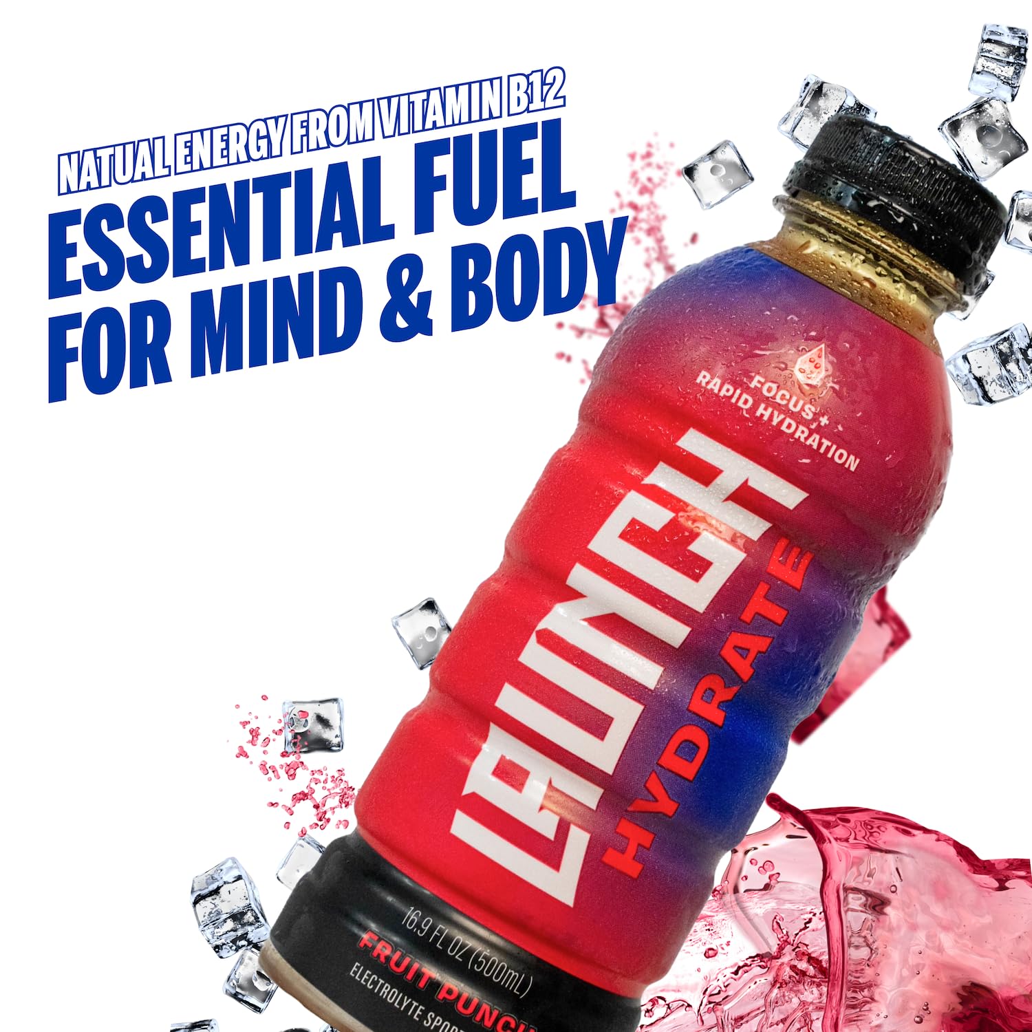 Side view of Launch Hydrate Fruit Punch can