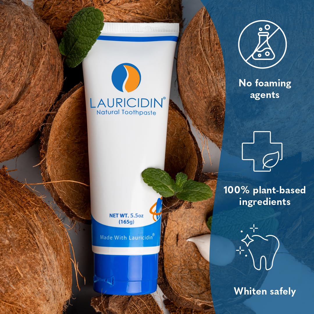 Close-up of natural ingredients used in Lauricidin toothpaste