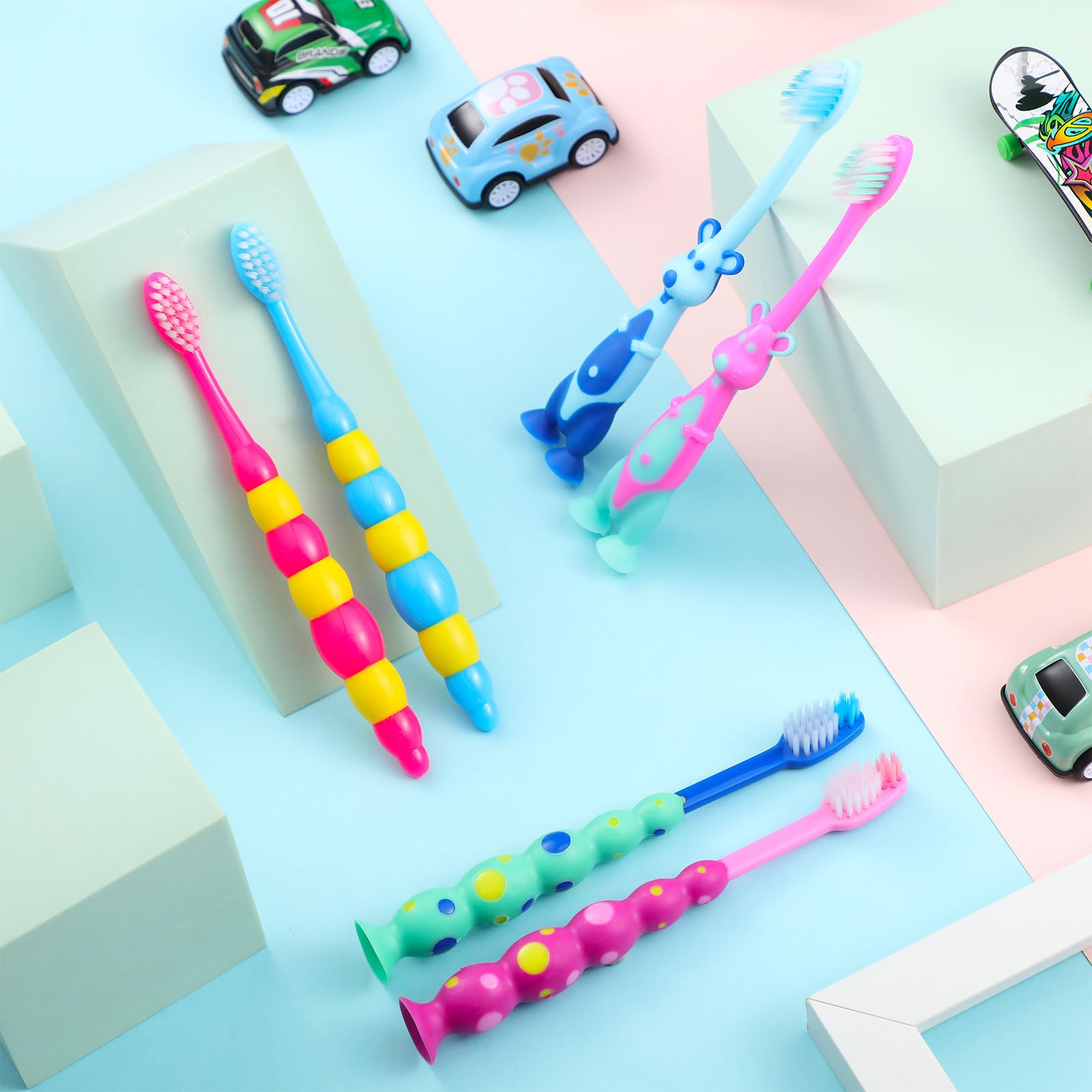 Some Lauwell brushes feature suction cups for stable storage
