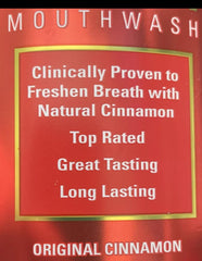 Close-up of Lavoris Original Cinnamon mouthwash