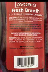 Front view of Lavoris Mouthwash bottle with cinnamon flavor