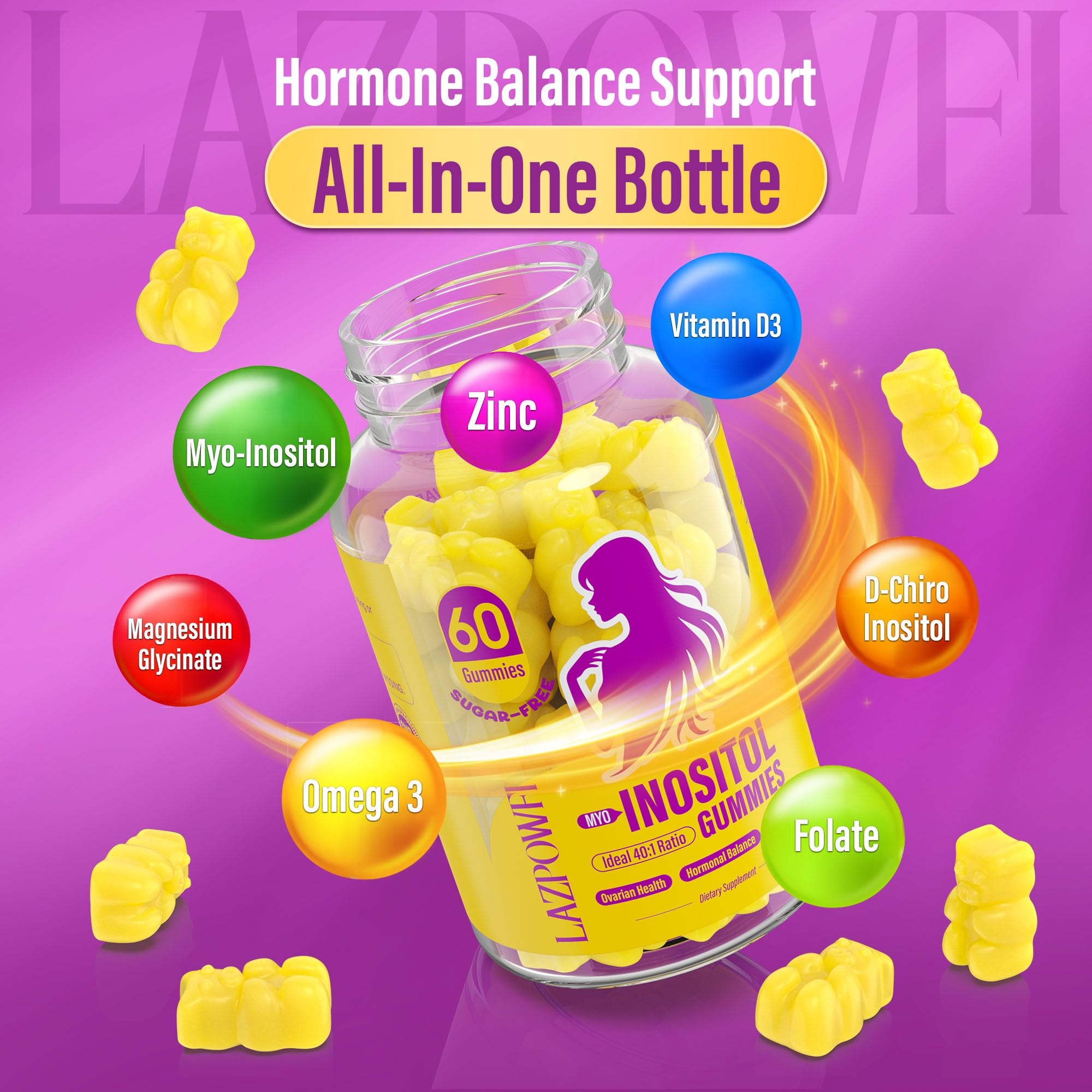 Close-up of Myo-Inositol and D-Chiro-Inositol ingredients in the formula