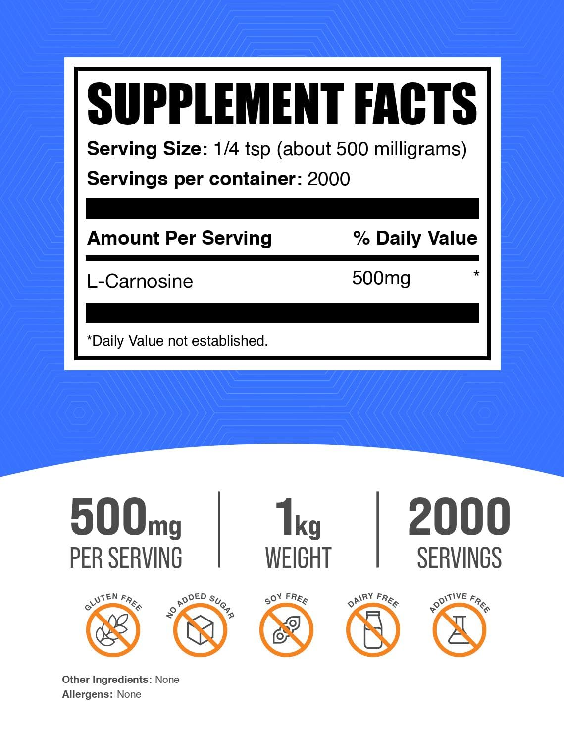 Serving size illustration for L-Carnosine powder 500mg