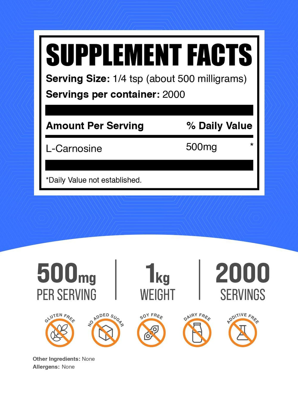 Serving size illustration for L-Carnosine powder 500mg