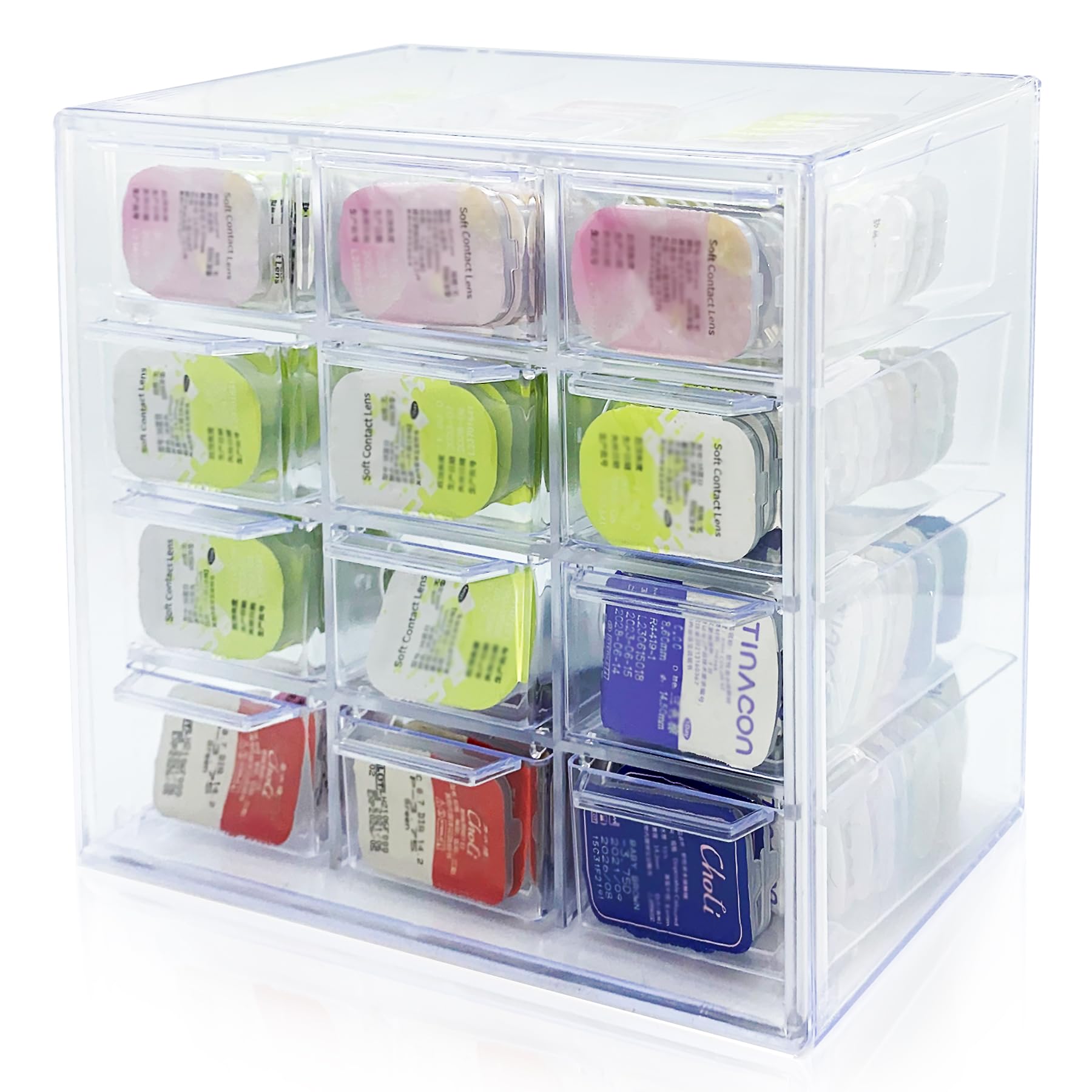 LCFALO 12-grid daily contact lens organizer – transparent case