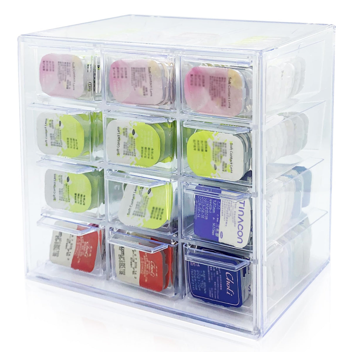 LCFALO 12-grid daily contact lens organizer – transparent case