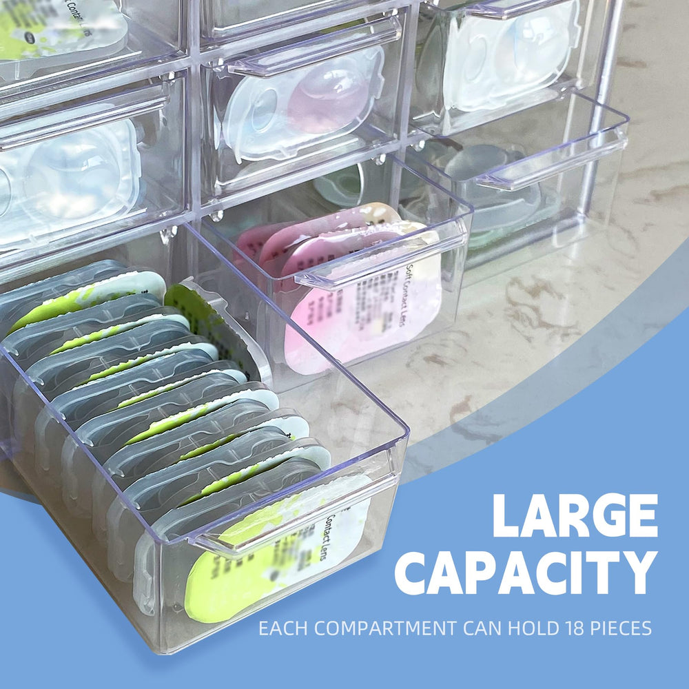 Drawer with handle for easy access in contact lens case