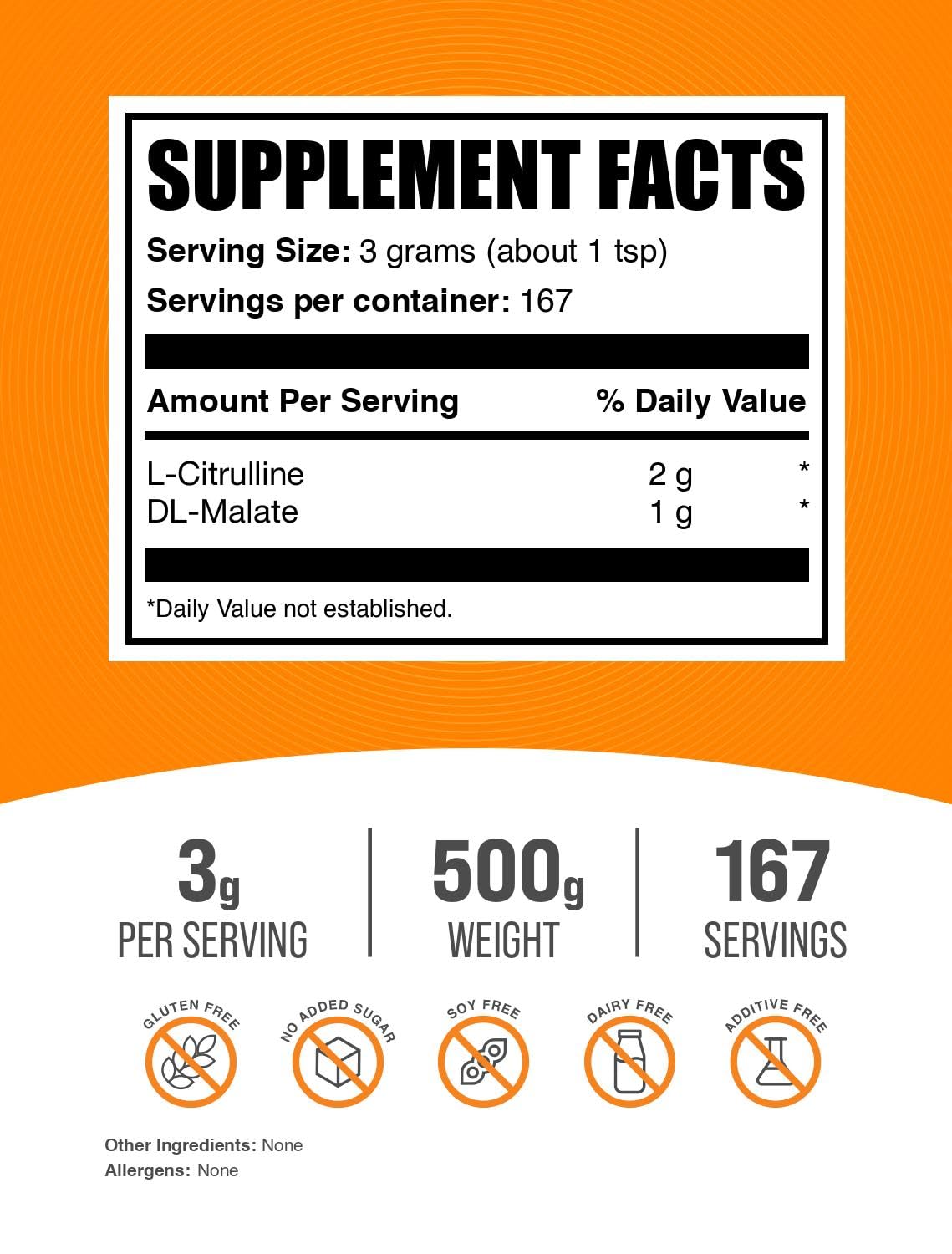 3g (3000 mg) serving of L-Citrulline Malate 2:1 powder