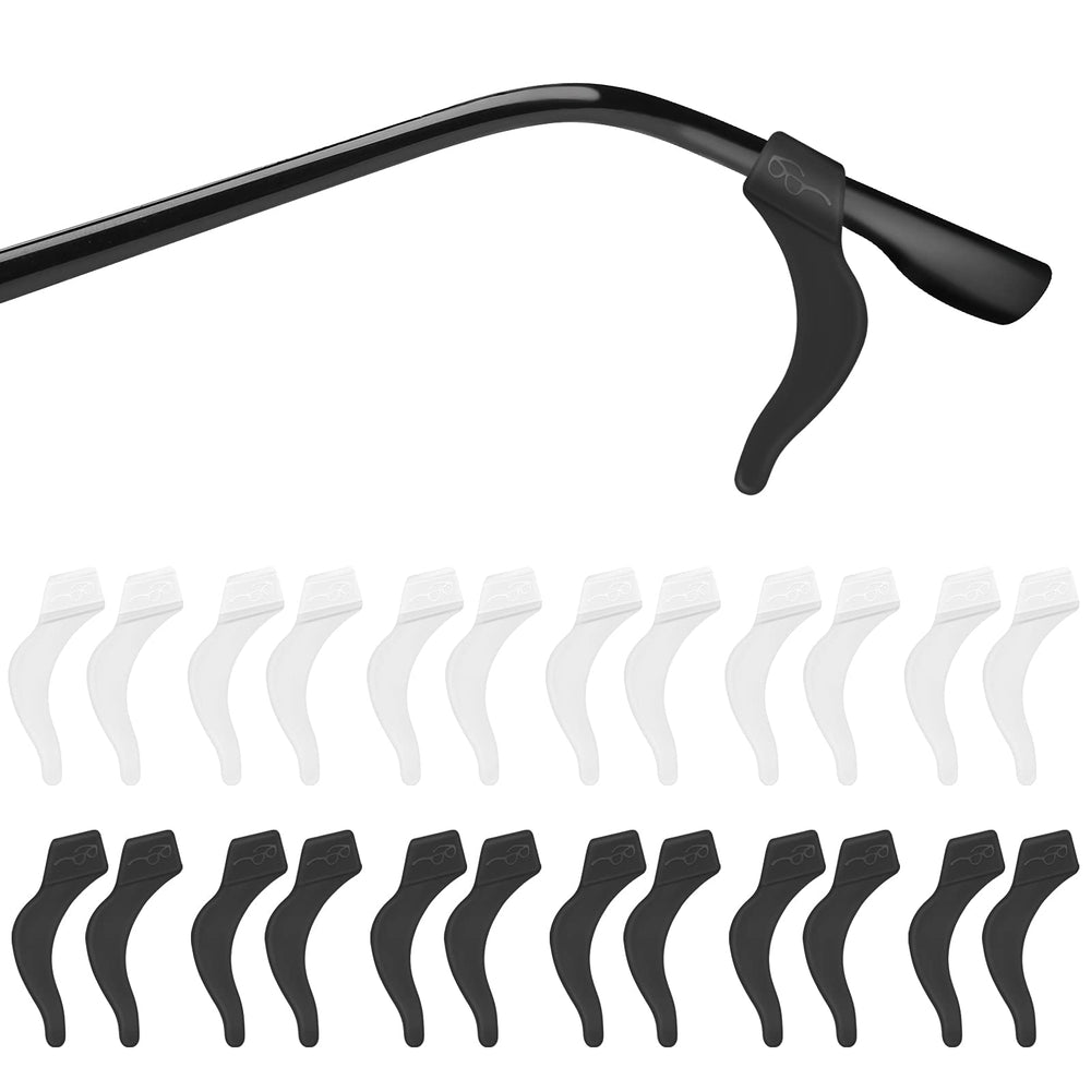 LDCREEE 12-pairs eyeglass ear grips set in black and clear - front view