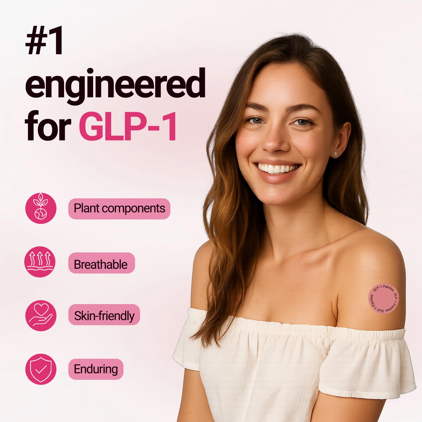 GLP-1 Patch applied to upper arm for discreet wear