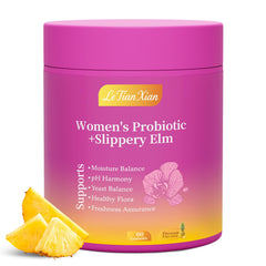 Bottle of Le Tian Xian Her Juicy Feminine Probiotics Gummies on white background