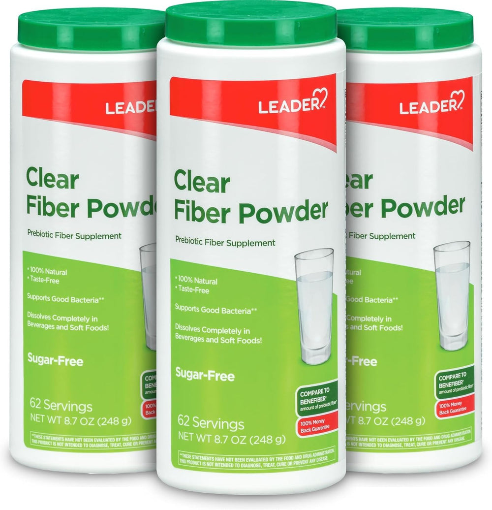 LEADER Prebiotic Fiber Powder 186 servings, 8.7 oz, 3-pack front view