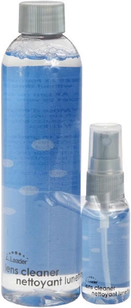 Leader 34108COMB Lens Cleaner Combo with 8 oz and 1 oz bottles, alcohol-free formula, ideal for eyeglasses and sunglasses.