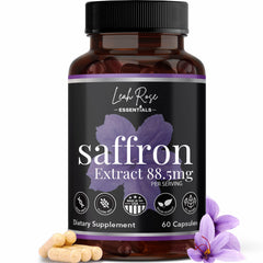 Leah Rose Essentials saffron extract bottle with 60 capsules