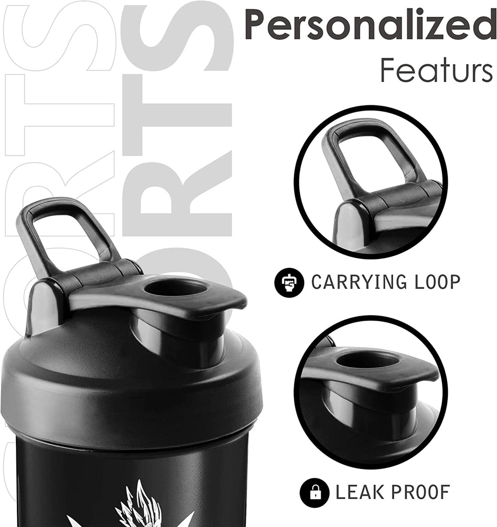 Leak-proof protein shaker bottle with secure lid