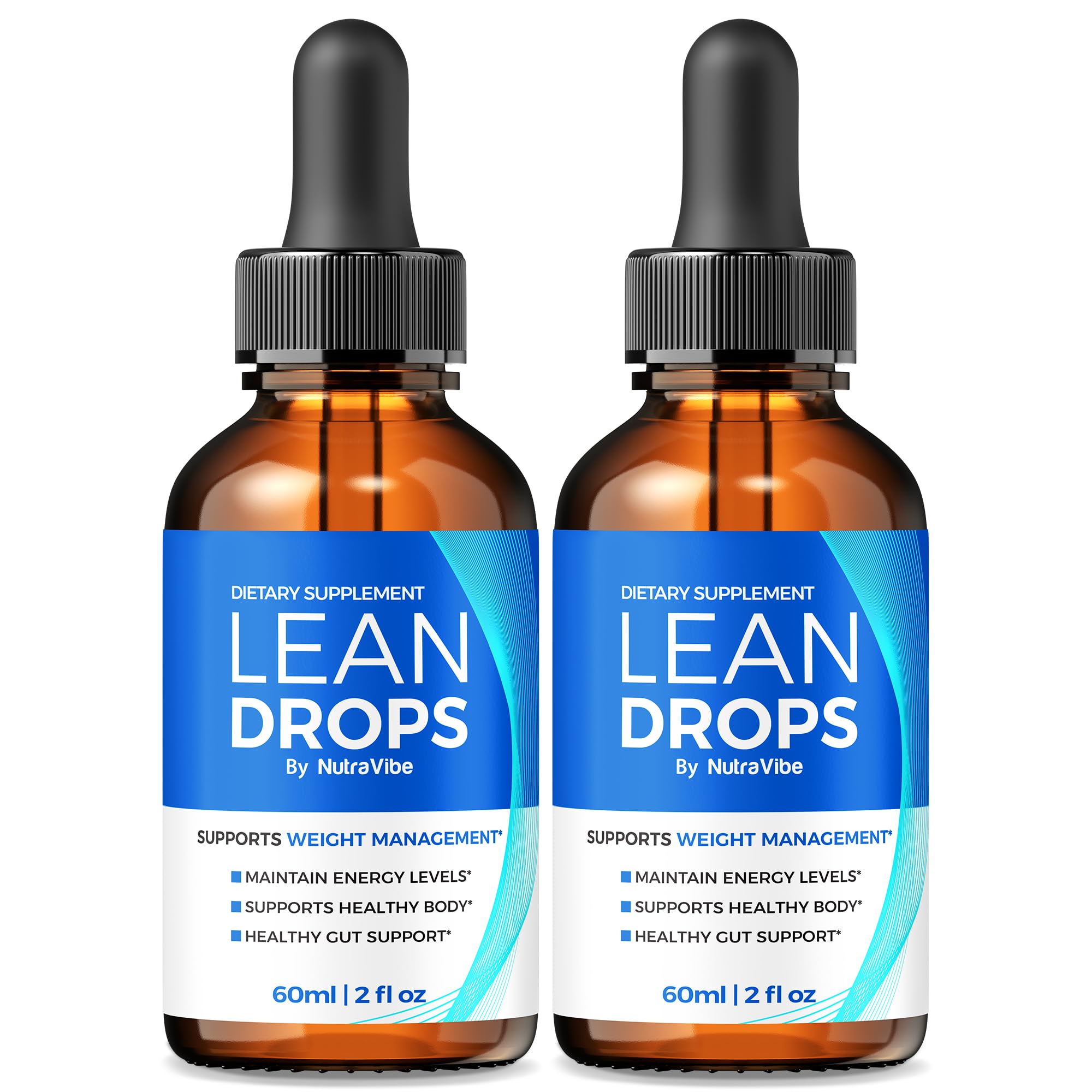 Lean Drops bottle front view with dropper