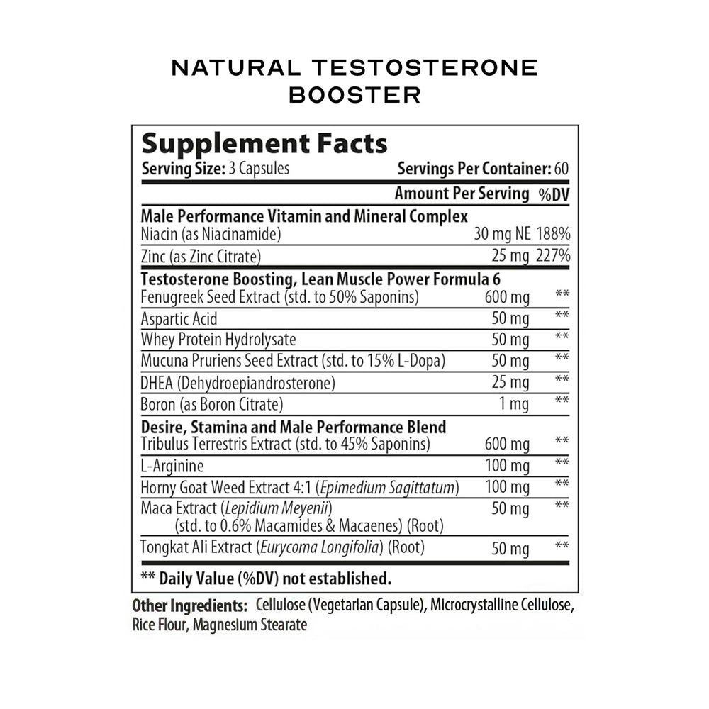 Lean Nutra Men’s Hormone Support bottle label highlights key ingredients for vitality.