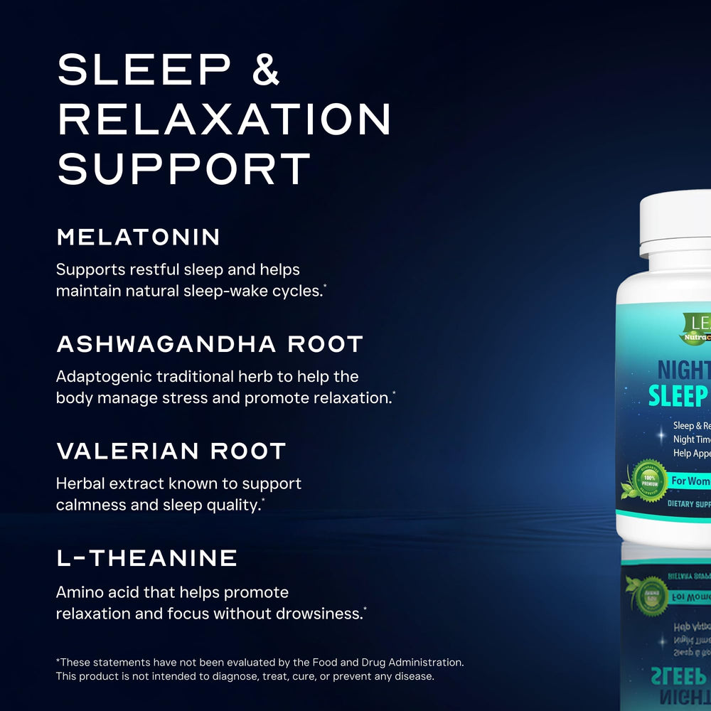 LEAN Nutra Night Time pouring capsules scene suggests effortless nighttime routine fostering healthy sleep.