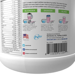Nutrition facts for Lean1 Strawberry 15-serving tub