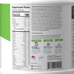 Nutrition facts panel for Lean1 Strawberry