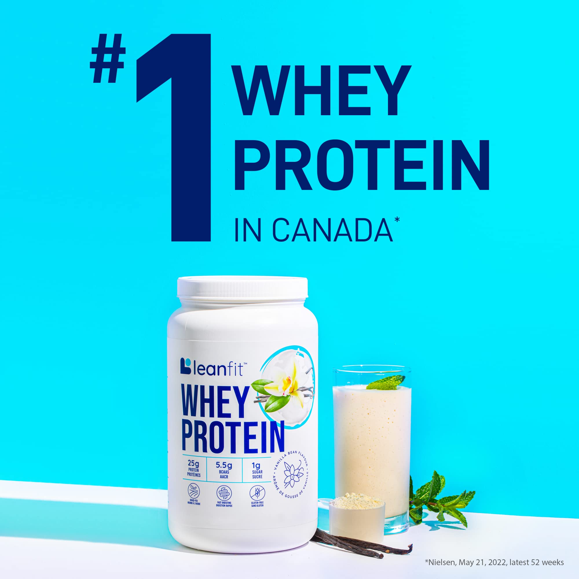 LeanFit WHEY Protein Natural Vanilla 35g scoop for quick boost