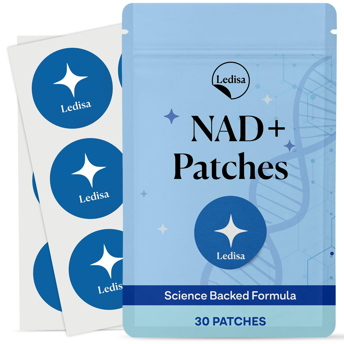 Ledisa NAD Patches packaging showing 30-day supply