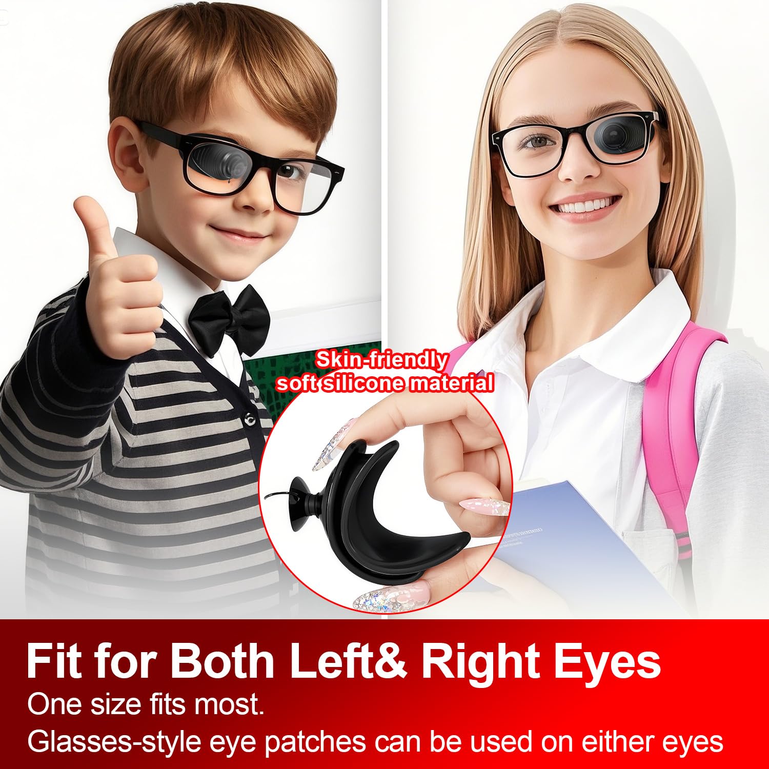 Left or right eye compatibility on glasses lenses