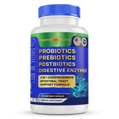 Legend Nutra 4-in-1 probiotic, prebiotic, postbiotic and digestive enzymes bottle with label