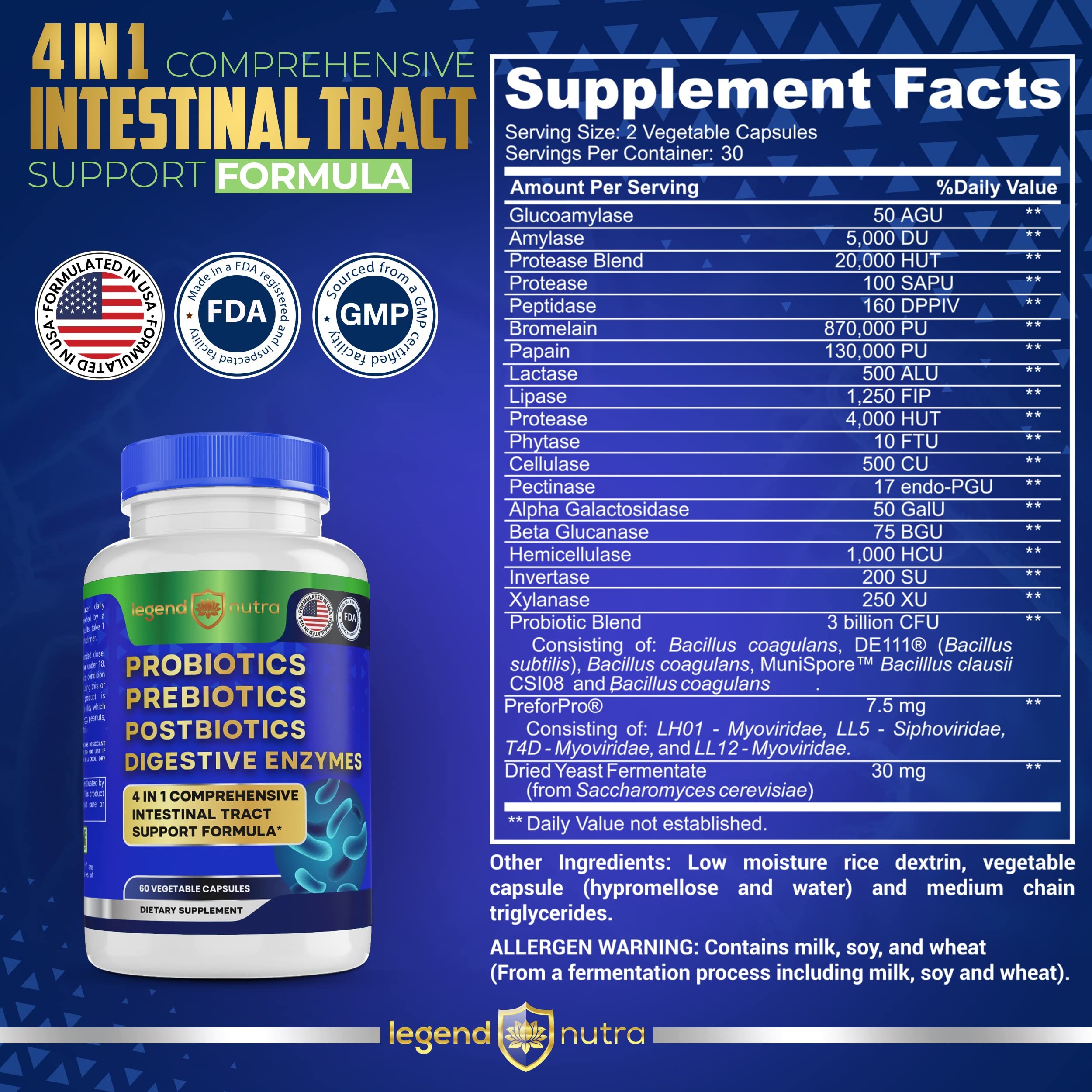 Nutrition label highlighting Non-GMO and Made in USA attributes