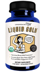 Front view of Legendairy Milk Liquid Gold lactation supplement bottle