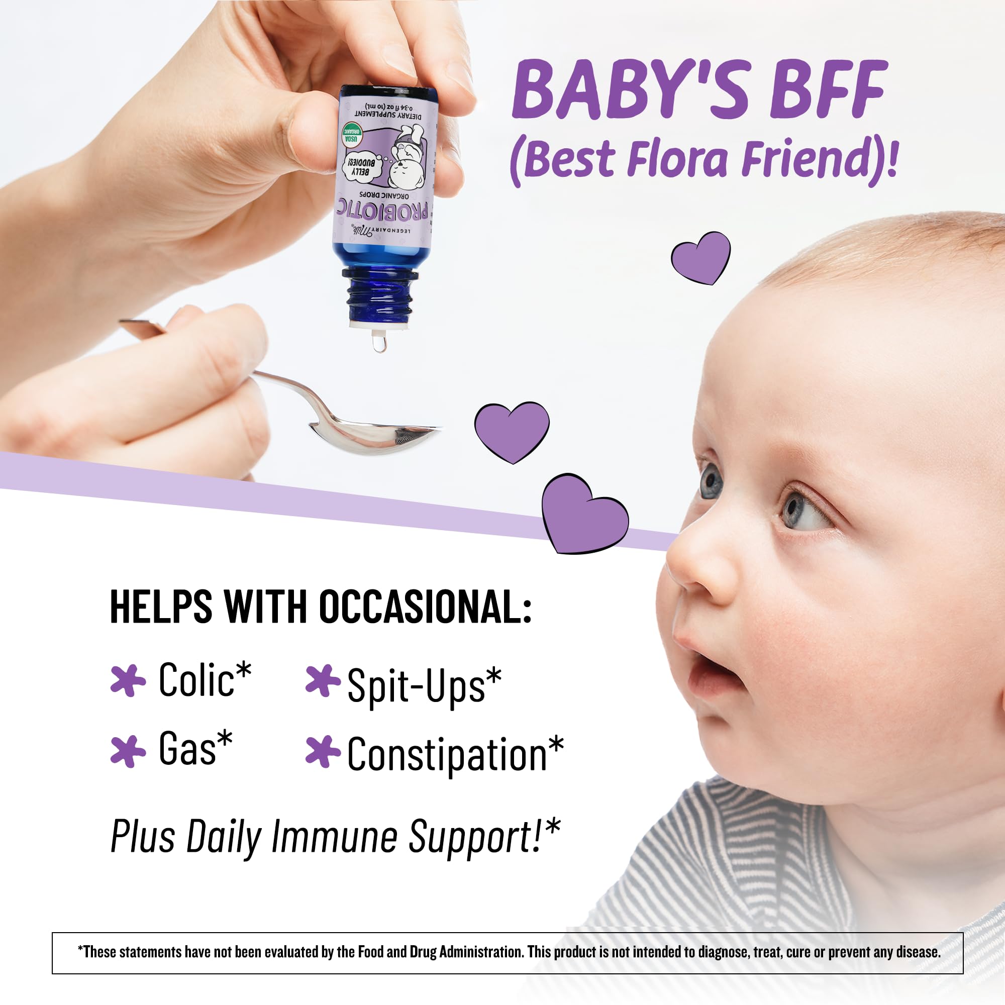 Legendairy Milk Baby Probiotic Drops Organic packaging and bottle